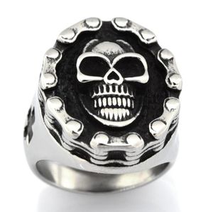 FANSSTEEL STAINLESS STEEL mens or womens JEWELRY motor cycle chain gothic skull biker ring GIFT 13W9993945804912649