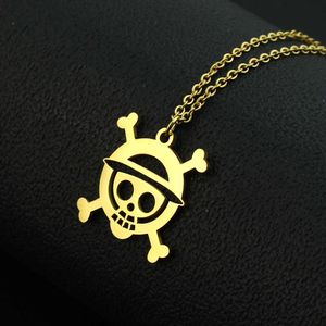 Skull Head One Piece Pendant For Women Gold Sier Color rostfritt stål skelett korskalar Halsar Punk smycken Tillbehör