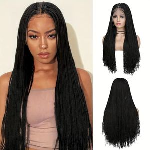 66cm 26inches Synthetic Box Braided Lace Front Wigs Simulation Human Hair Wigs Perruques de cheveux humains GLE23308