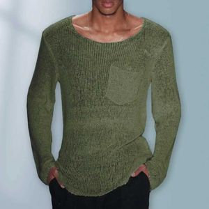 Men's Sweaters Men Sweater Mens Hollow Out Knit Sweater Casual Pullover with O-neck Long Sleeve Loose Fit Solid Color Thin Style for A Q240603