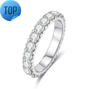 Luster smycken S925 Sterling Silver 3mm FL GRA Moissanite Diamond Jewelery Engagement Wedding Band Eternity Rings