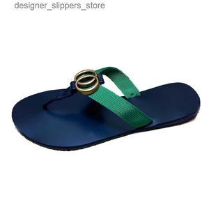 Slippers Classic Men slippers Big Summer Rubber bottom women shoe beach Slides letter Flat slipper designer shoes Metal button sandals Lazy lady Q240603
