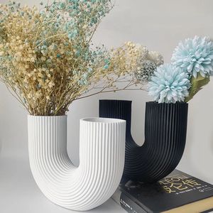 Resina nórdica u forma vaso de estilo moderno decoração para escritório de cozinha sala de jantar interna sala de jantar casa casas de vaso de vaso 240603