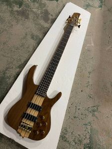 Walnut 4 Strings Bass Guitar de baixo com pescoço de hardware dourado através do corpo fornece serviços personalizados