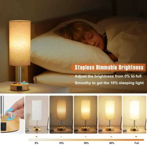Bordslampor Dimble Bedside Lamp med USB Port Outlet LED -bordslampa för sovrumsögonskydd Uppladdningsbar lampläsning Ljusinfixtur