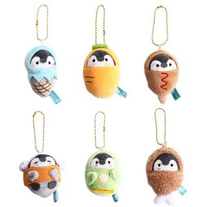 Plush Keychains Bag Parts Accessories Drumstick Hot Dog Sauna PP Cotton Fed Toy Pendant Korean Keychain Penguin Pendant Plush Keychain Womens Keyholder WX5.30