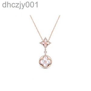 Q94355 Färg Blossom Sun Pendant Pink Gold and White Mother of Pearl Pendant Halsband 18K Gold Plated Women Luxury Fashion Designer V Four Leaf Clover Chains Je 2425
