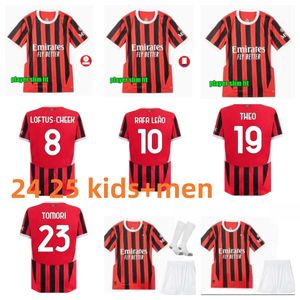 2024 25 Ibrahimovic AAC Milans Soccer Jerseys Milans Rafa Lea Camisetas de futebol AC Men Kit Kit Uniformes Giroud Tonali