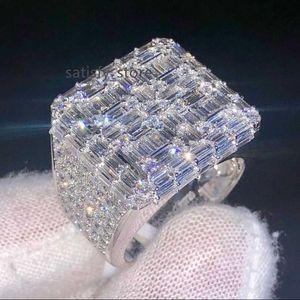 Hip Hop Fine Jewelry Ring Iced out VVS Baguette Moissanite Diamond Silver or 10K 14K Real Gold Rings