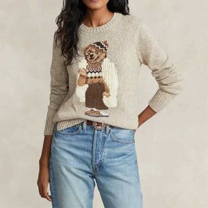 24ss Женщины мультфильм RL Bear Wool Свитер зимний модный вязаный вязаный свитер с длинным рукавом.