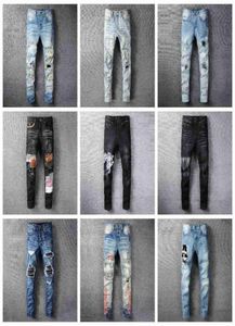 23 Designer Men039S Jeans Hiphop Fashion Zipper Hole Wash Jeans byxor Retro rivna Fold Stitching Mens Design Motorcykel Ridning 7896913