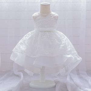 Batismo de arco infantil meninas de meninas vestidos brancos de pecuncas de pecuncas de bebê Princesa tutu 1º aniversário de festa vestido de casamento 240603