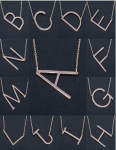 new Fashion Women Letter Pendant Necklace AZ Letter Name Initial Gold Silver Plated Stainless Steel Necklace Pendant For Women Be2503733