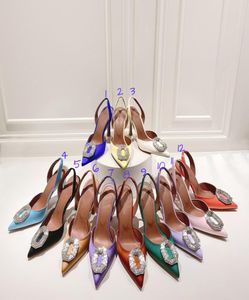 Дизайнерские женские сандалии на высоких каблуках заостренные пальцы подсолнечника из хрустальной пряжки украшенная сандальская сандалия летняя мода 10 см HEE2698857