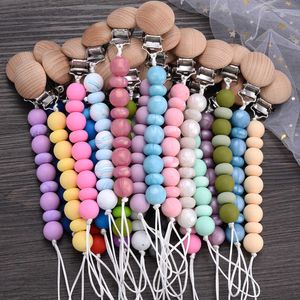 5PCS Pacify Toys New Pacifier Clips Chain Silicone Beads Dummy Clip Holder Soother Chains Baby Teething Toys Chew Gifts BPA Free XUCV