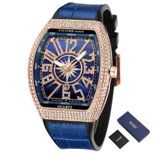 Hip Hop Diamond Watch Men Iced Out Gold Luxury Male Clock Waterproof Sport Military Mens Watches Relogio Masculino Montre Homme Wristwa 2168