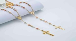 Vicca a tre colori in oro elfo in oro zirconia cubica Vergine Maria collana di rosario74690509600163