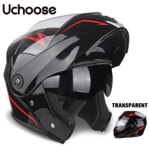 Uchoose Unisex Motorcycle Helmet Dot Certificationダブルレンズ断面ヘルメット安全モジュラーフリップヘルメットVisor 240603