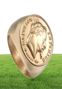 Klassisk 316L rostfritt stål guldring av Napoleon för män punkstil Viking Leader Ring Titanium Steel Fashion Ring25889782635