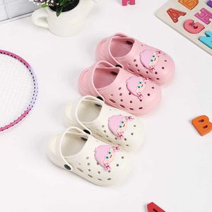 Slipper Flat shoes Summer Kids Sandals Hole Childrens Garden Shoes Slippers Soft Non-Slip Cartoon DIY Hole Shoes For Boys Girls Beach Shoes WX5.30