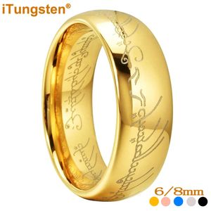 Itungsten 6mm 8mm Fashion Tungsten Carbide Ring for Men Women Engagement Wedding Band Trendy Jewelry Laser Graved Comfort Fit 240603