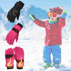 Children's Finger Gloves Keepsakes Winter bicycle gloves outdoor childrens and girls skis windproof and warm skiing gloves set ages 4-8 WX5.30