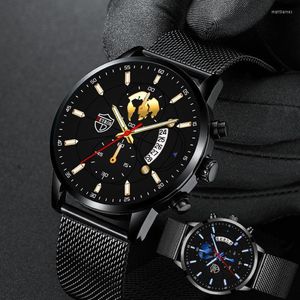 Wristwatches 2023 Exquisite Watch For Men Fashion Elegant Brand Male Stainless Steel Business Gold Quartz Casual Watches Mens Relogio 226p