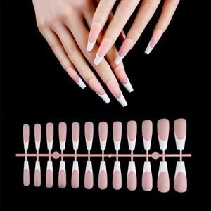 False Nails 24 Pcs French Tips Press On Nails Black White Matte Gloss Daily Use Beauty Wearable Full Cover Long Fake Finger Nail z240603