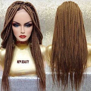 High quality #27 blonde braid lace wigs BOLETO brazilian hair wigs braided lace front wig 30inch box braids synthetic wigs for black wo Teds