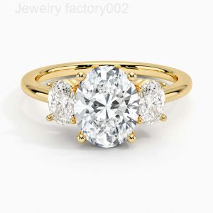 Pierścienie Medboo Fine Jewelry 2ct Owalny Pierścień Diamentowy Moissanite Three Stone 14k żółte złote złoto złoto moissanite Pierścień zaręczynowy