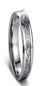 Siver Dragon inlay Tungsten Carbide Ring Punk style Fashion Jewelry traditional culture Dragon Ring 8mm wide s for couples America1057200