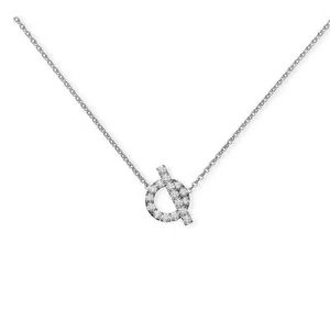 He Necklace Classic Charm Design Silver Same Style Inlaid Diamond Versatile Chain Love with Original Logo Rbk7