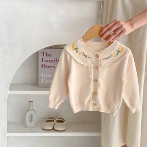 Cardigan Pullover 2024 Spring Baby Girl Clothes 0-3Years Newborn s Long Sleeve Embroidery Flower Sweater Knitted Tops Princess Outfits WX5.310TDL