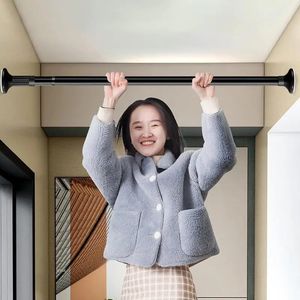 Shower Tension Rod Renter No punching telescopic rod spring tension curtain rod adjustable clothes drying rod clothes hanger 240524