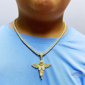 Anpassad grossist Sterling Sier Gold Plated Moissanite Personlig Hip Hop -smycken Kvinnor Halsband Baby Angel Pendant