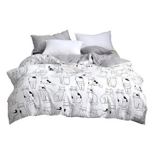 Cartoon Cat Bedding Set Cotton Kawaii Comforter Bedding Sets for Women Girl King Twin Queen Size Bed Sheets and Pillowcases3900626