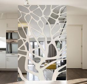 Çıkarılabilir 3D DIY Ayna Duvar Etiketleri Ağaç Yatak Odası Oturma Odası Dekorasyonu TV arka plan duvar dekor akrilik çıkartmalar ayna macun l1900156