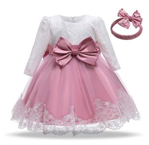 Baby Girl Dress Spädbarn Longsleved Dress Elegant Party Birthday Doping Ball Gown Spets Floral Girl Dress7442702