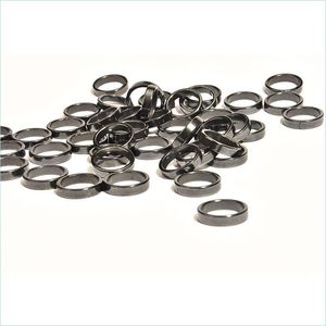 Band Rings 10Pcs 6Mm Wide Hematite Magnet Ring Flat Arc-Shaped Cut Noodles Size 6 To 13 Drop Delivery Jewelry Dhwa1