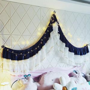 タペストリーズルーム装飾ベッドバランスパールレースロマンチックなソリッドカラーフランネルカーテンベッドルーム背景壁の装飾カスタマイズ可能