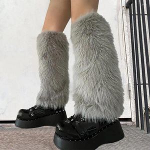 Women Socks Winter Women's Faux Fur Knee-length Cute Boot Covers For Fashionable Hipster Lady Warm
