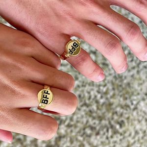 New Rotate BFF For Woman Man Vintage Cute Couple Open Anxiety Fidgets Ring Spinner Anime Jewelry Best Friend Cool Gift