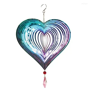 Decorative Figurines Wind Spinner Outdoor Metal 3D Hanging Yard Garden Decor Gifts Stainless Steel Heart Pattern Spinners