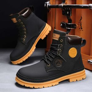 Cyytl Men Boots Winter Casual Shoes Designer Platform Cowboy Tactical Military Work Safety Leather Ankle Sneakers