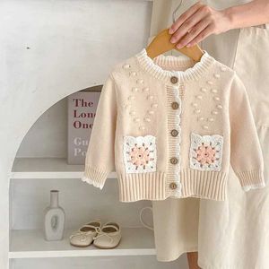 Cardigan Pullover Princess Baby Girl Sweater 0-3Years Newborn s Long Sleeve het Flower Knitwear Cardigan Top Outfits Spring Autumn Clothes WX5.31