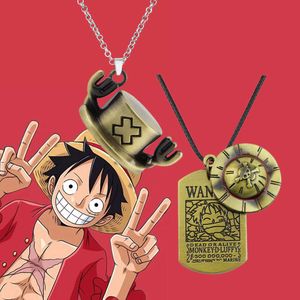 Anime One Piece Halsband Luffy Straw Hat and Dog Tag Pendant Men mode Tillbehör smycken för fans