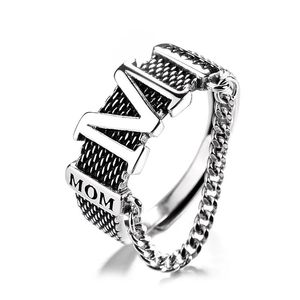 Original 925 Sterling Silver Hoops Ring For Women Jewelry Punk M Letter Tassel Chain Adjustable Man Jewelry Rings Trend 240527