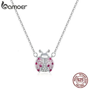 925 Sterling Silver Silver Rosa Cz de Cadeia de Cadeia de Ladybug para Mulheres 45cm Presente Childrens Requintado Jóias SCN400240520