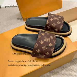 AAA Designers Pool Pillow Women Sandals Sunset Flat Comfort Mules Padded Front Strap Slippers Fashionable Ease to-Wear Style Slide 9918#