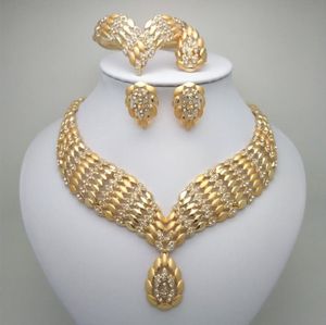 Etiopisk runduppsättning guldfärghalsband örhängen Bangle Ring Habesha smycken Eritrean Wedding C190415013261106